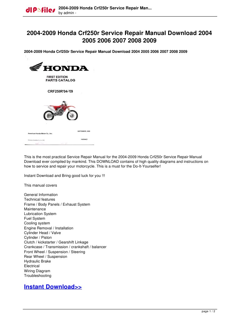 2006 honda crf250r manual free download 2017
