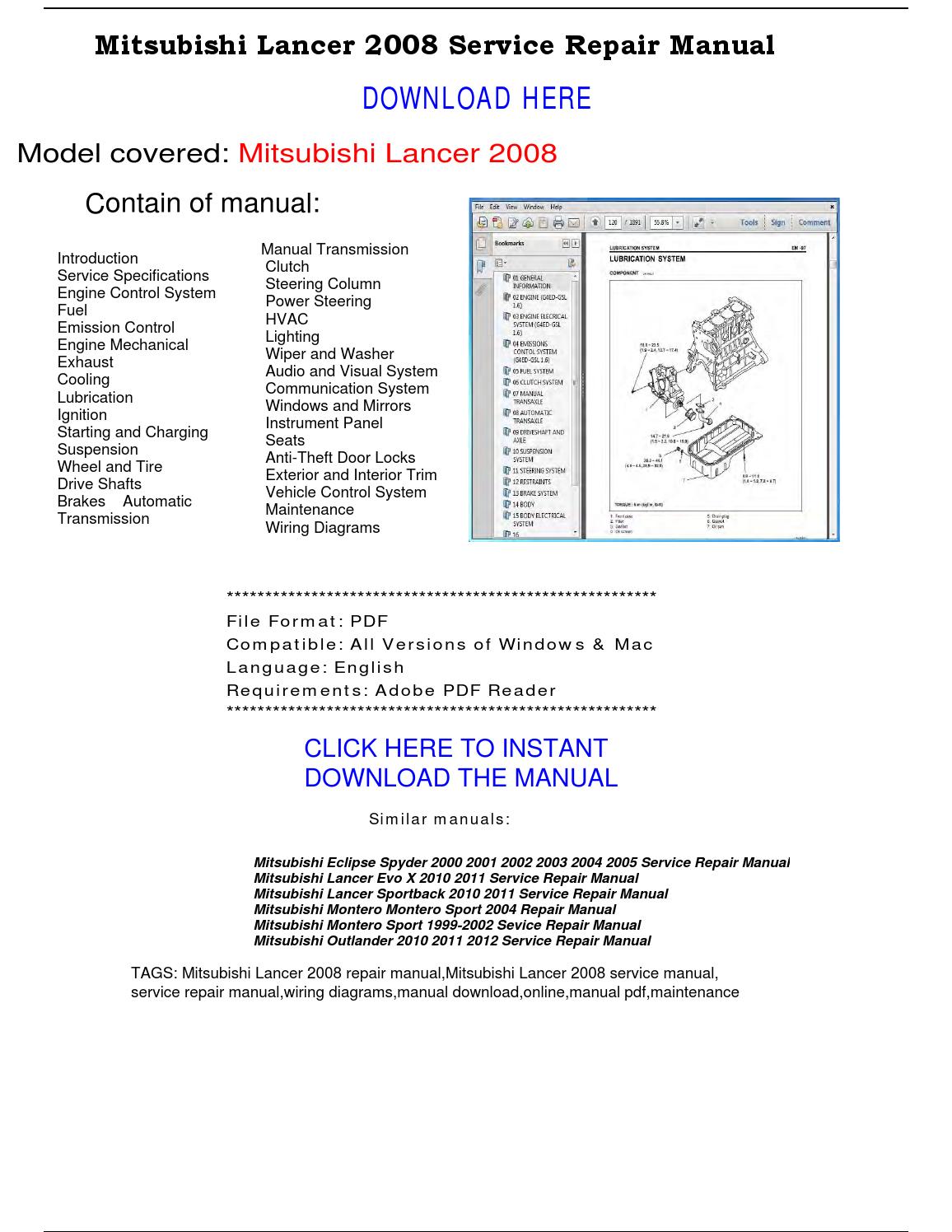 2003 mitsubishi lancer repair manual
